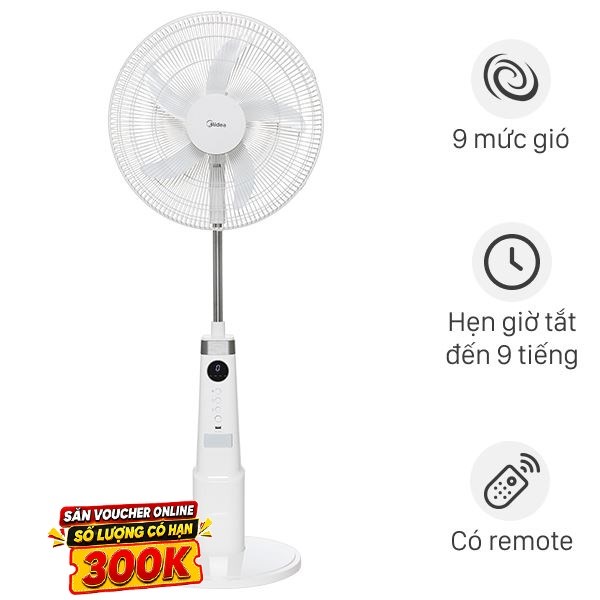 Quạt sạc điện Midea  5 cánh MFS180D0BPW 30W
