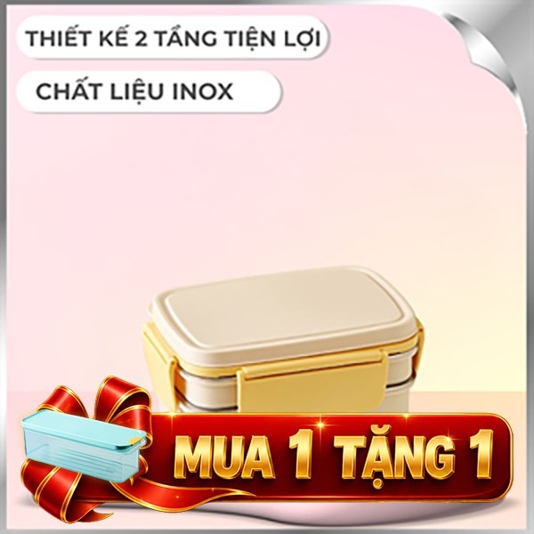 Hộp đựng thực phẩm 2 tầng inox 1600 ml Lock&Lock LCB500YEL
