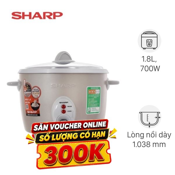 Nồi cơm nắp rời Sharp 1.8 lít KSH-F188V-GB