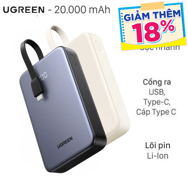 Ugreen 22.5W PB505 kèm Cáp Type C