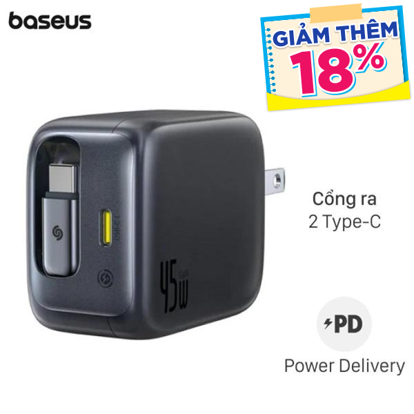 Sạc nhanh 2 cổng Baseus EnerCore CJ11 E0120C kèm cáp dây rút Type C