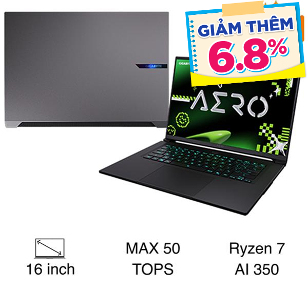 GIGABYTE Gaming AERO X16 R7 AI 350 (GIGABYTE-AERO-X161VH93VNC64AH)