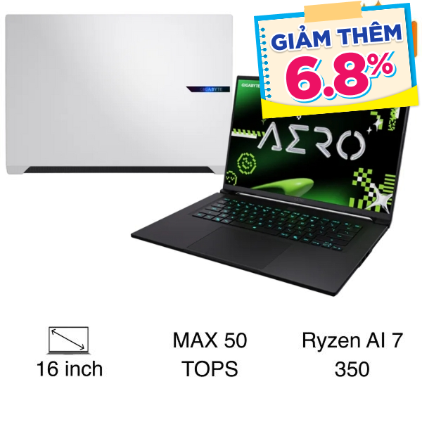 GIGABYTE Gaming AERO X16 R7 AI 350 (GIGABYTE-AERO-X16-1VH93VNC94DH)
