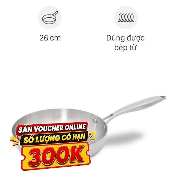 Chảo inox đáy từ 26 cm AVA CW-TP001F
