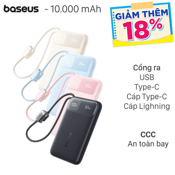 Baseus Comet Pro 30W E0027X kèm Cáp Lightning và Type C