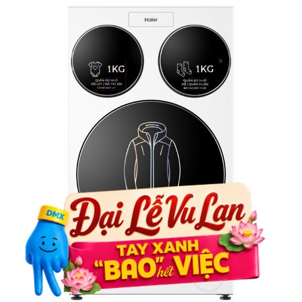 Haier Inverter 14 kg (12 kg + 2x1 kg) 3 lồng MultiWash HW140-BD14697WU1