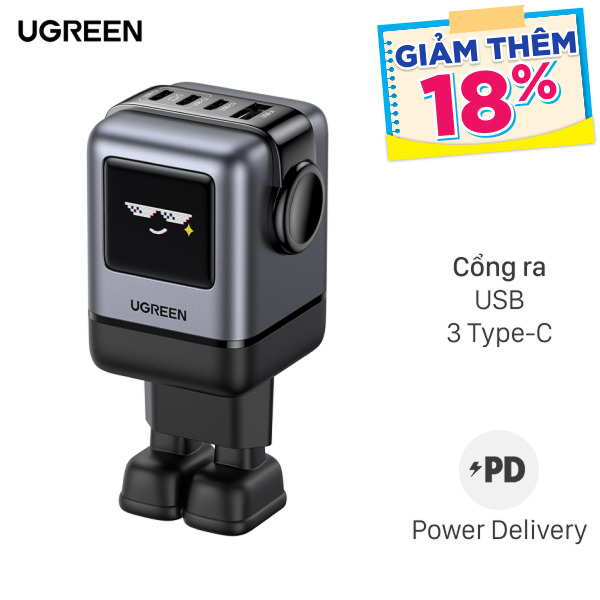Sạc nhanh 4 cổng Ugreen Robot Uno X688 45515B