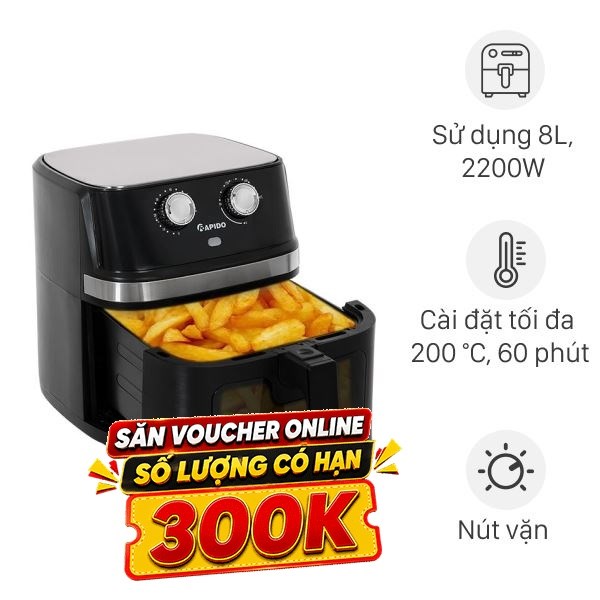 Nồi chiên không dầu Rapido 8 lít RAF-8.0M2