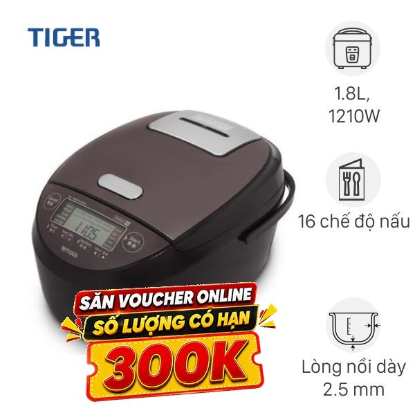 Nồi cơm áp suất cao tần Tiger 1.8 lít JPK-W18W