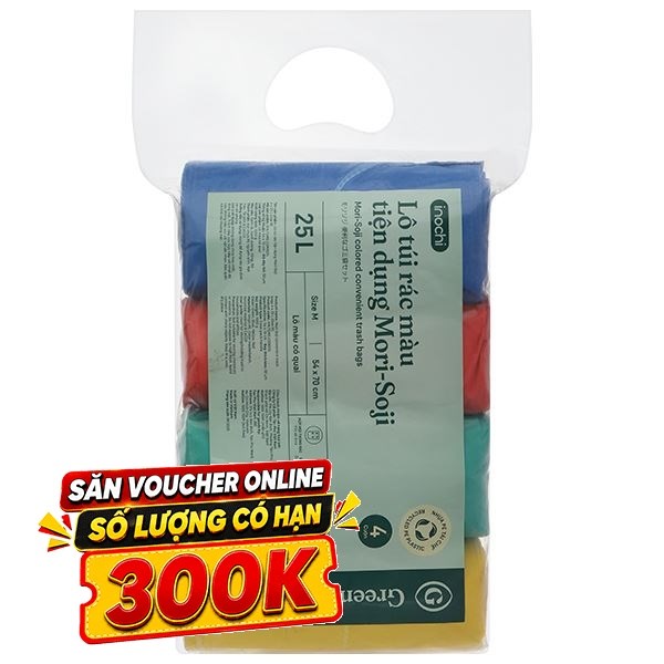 Túi rác tự hủy sinh học Inochi Mori-Soji 23.5 x 5.5 cm*1000gr nhiều màu