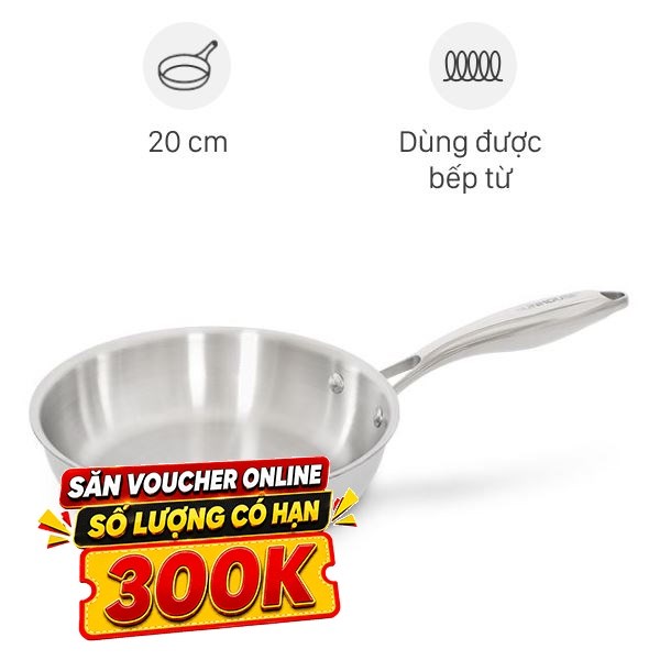 Chảo inox nguyên khối đáy từ Sunhouse Healthy IN20X1