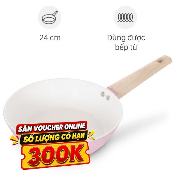 Chảo nhôm chống dính đáy từ Sunhouse Healthy SHG24MP