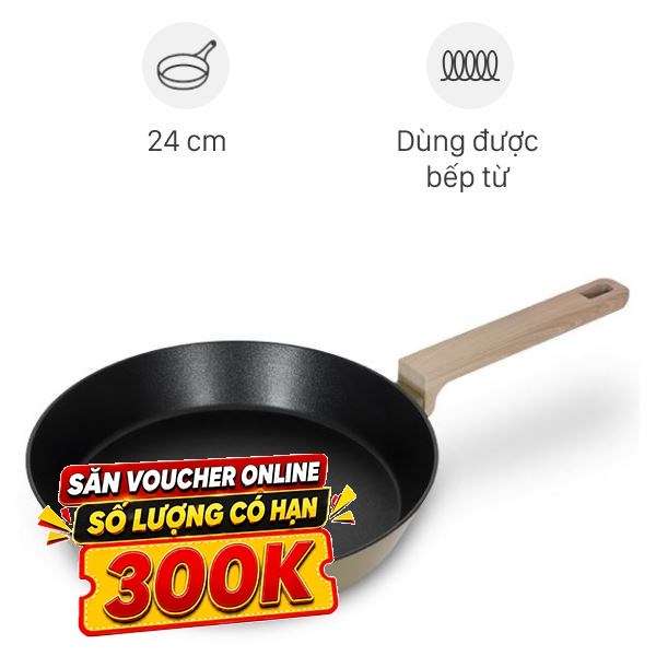 Chảo nhôm chống dính đáy từ Sunhouse Titanium Plasma ST24P