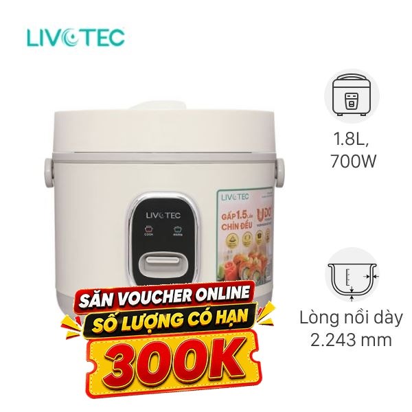 Nồi cơm nắp gài Livotec 1.8 lít LRC-6218B