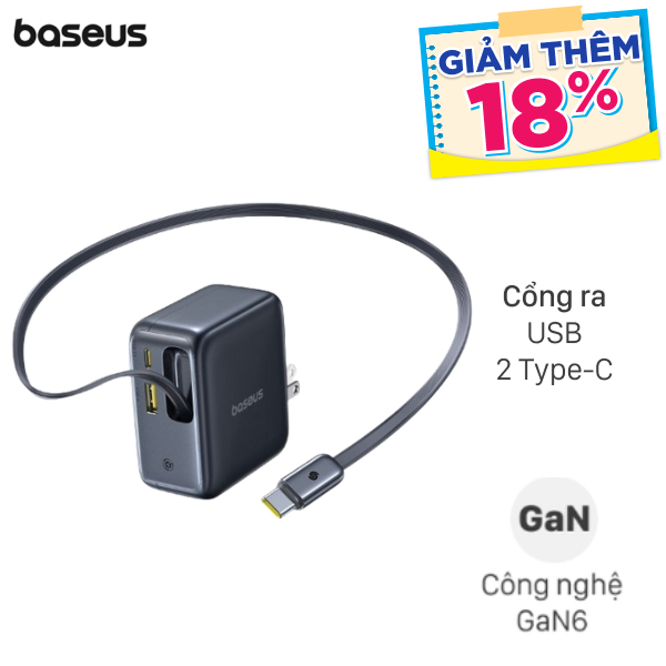 Sạc nhanh 3 cổng Baseus EnerCore CJ11 E0120N kèm Cáp dây rút Type-C