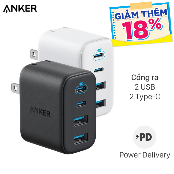 Sạc nhanh 4 cổng USB Type-C IQ3 GaN 50W Anker Zolo A121E