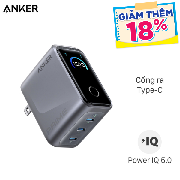 Sạc nhanh 3 cổng Anker Prime A2687 AI LED Display