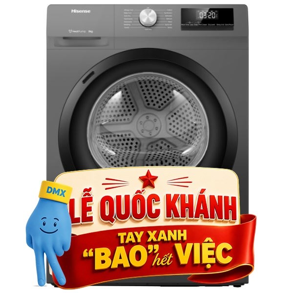 Máy sấy bơm nhiệt Hisense 8 Kg DH80N1T