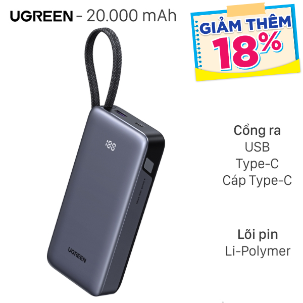 Ugreen 30W PB528 kèm Cáp Type C