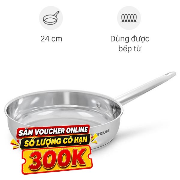 Chảo inox đáy từ Sunhouse Healthy IN24M9