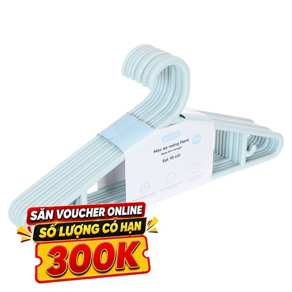 Bộ 10 móc quần áo nhựa Inochi Hara 184 HIN.MOMO.0184