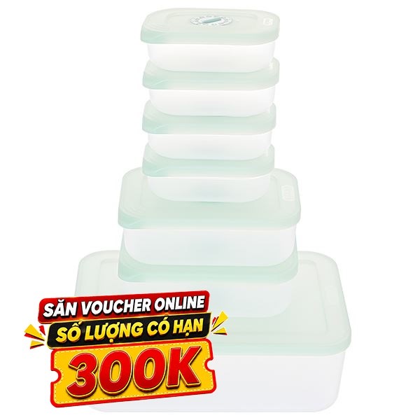 Bộ 7 hộp đựng thực phẩm nhựa Việt Nam Inochi HIN.HTDH.B701