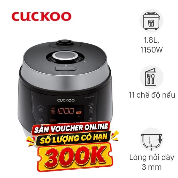 Nồi cơm điện tử áp suất Cuckoo 1.8 lít CRP-QSBC1000F