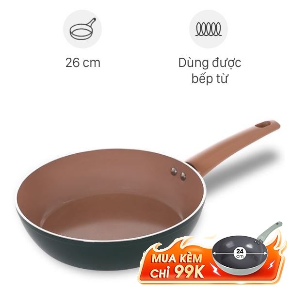 Chảo nhôm chống dính đáy từ Elmich Harmony EL5986PT26