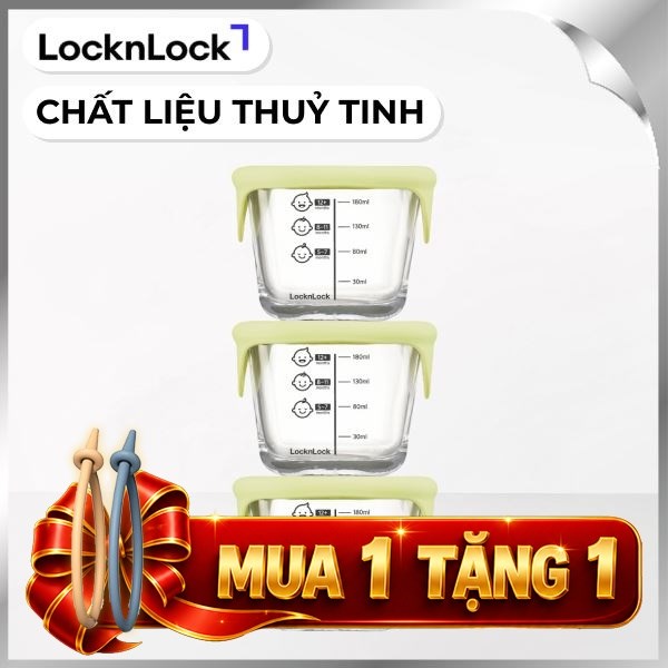 Bộ 3 hộp đựng thực phẩm thuỷ tinh Lock&Lock LLG509S3LYEL