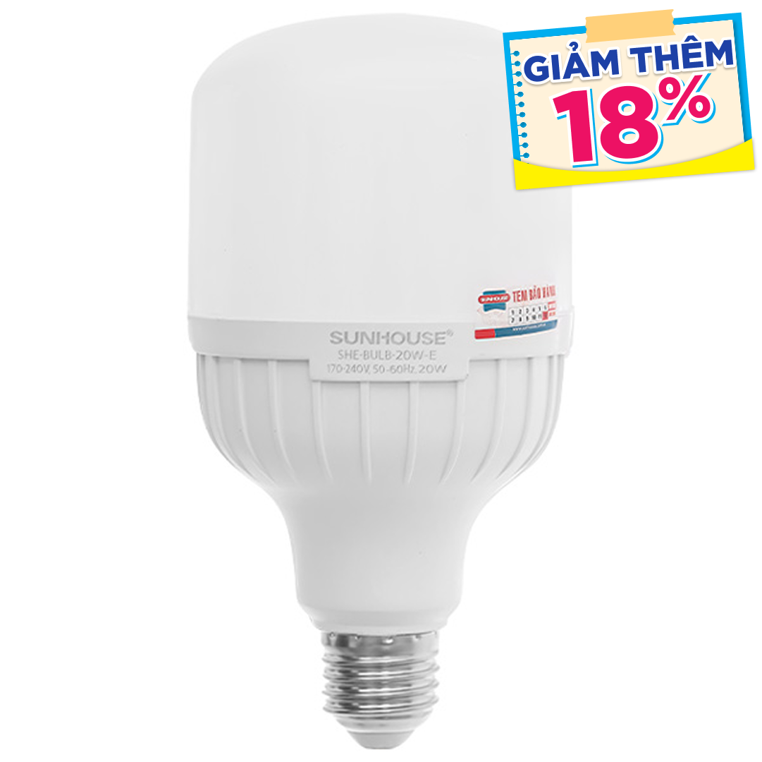 Bóng đèn Led Bulb trụ 20W Sunhouse Eco SHE-BULB-20W-E