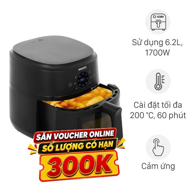 Nồi chiên không dầu Philips 6.2 lít NA230/00