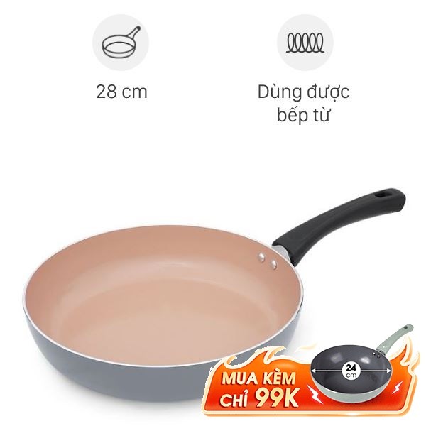 Chảo nhôm chống dính đáy từ 28 cm Elmich Daily Coloseum 2355259GY28