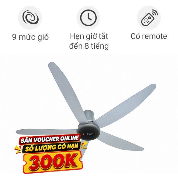 Quạt trần KDK 5 cánh  37W