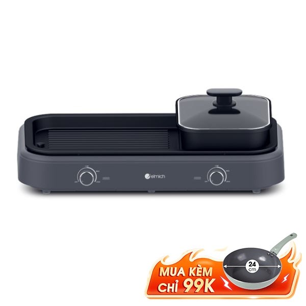 Bếp lẩu nướng đa năng Elmich 1700W HGE-3908 2 lít