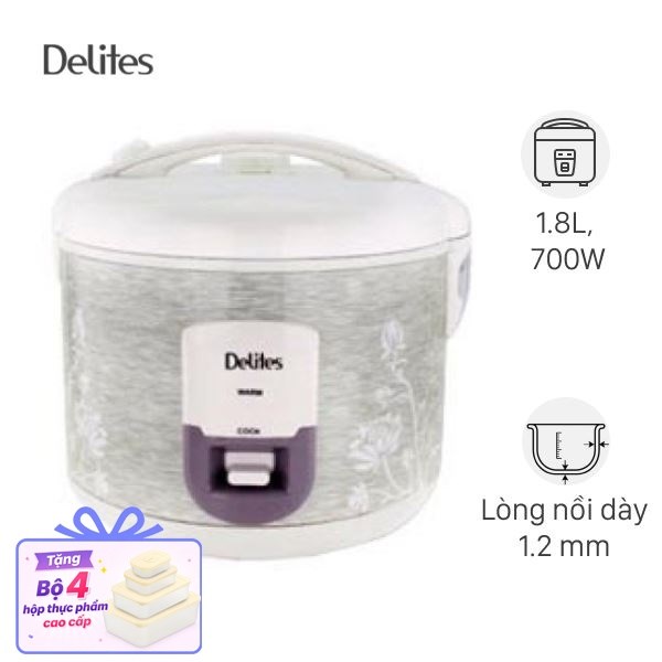 Nồi cơm nắp gài Delites 1.8 lít NCG1805