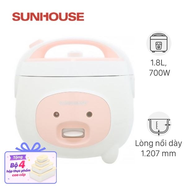 Nồi cơm nắp gài Sunhouse 1.8 lít SHD8607W