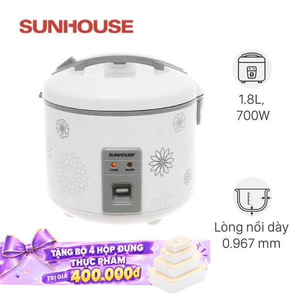 Nồi cơm nắp gài Sunhouse 1.8 lít SHD8603