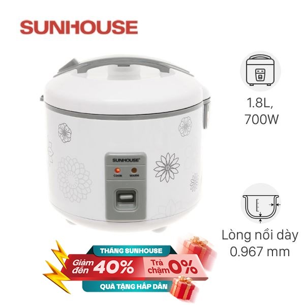 Nồi cơm nắp gài Sunhouse 1.8 lít SHD8603