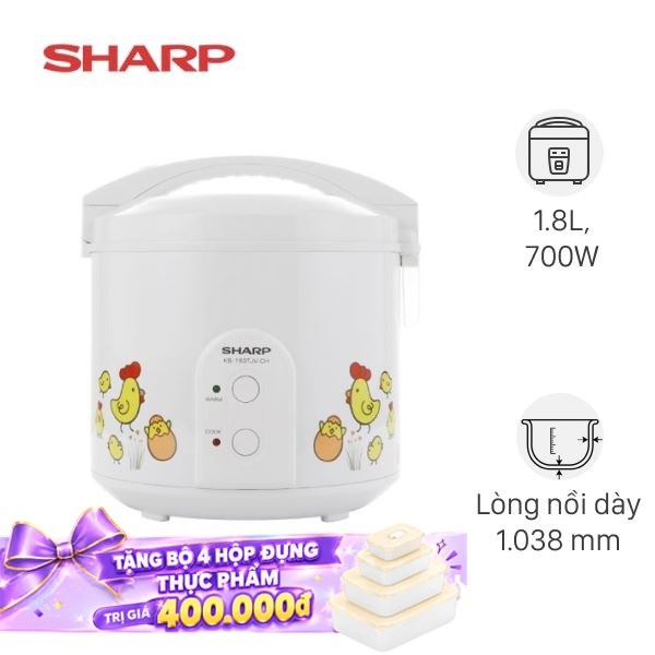 Nồi cơm nắp gài Sharp 1.8 lít KS-183TJV-CH