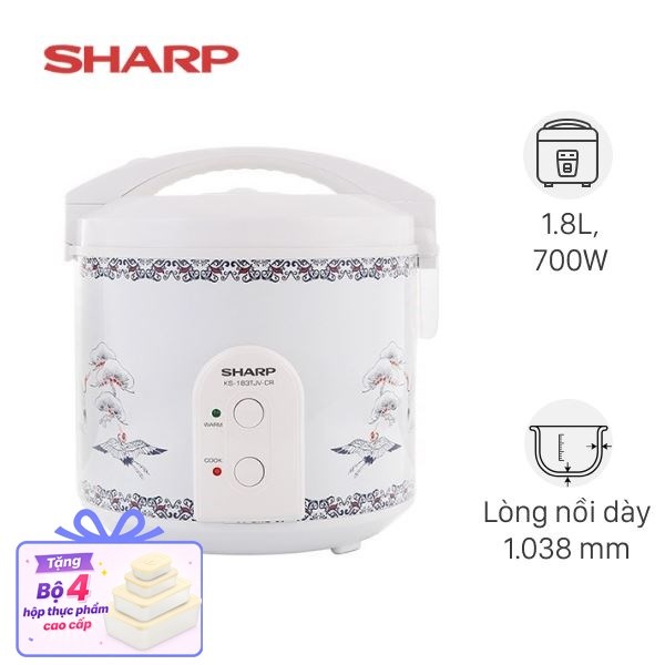 Nồi cơm nắp gài Sharp 1.8 lít KS-183TJV-CR