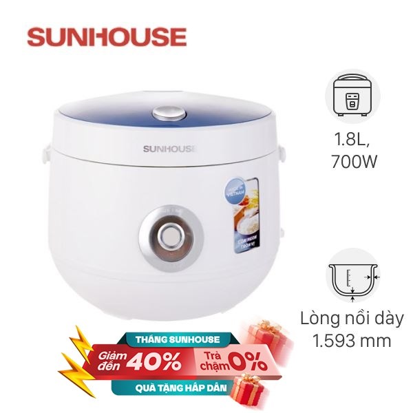 Nồi cơm nắp gài Sunhouse 1.8 lít SHD8606