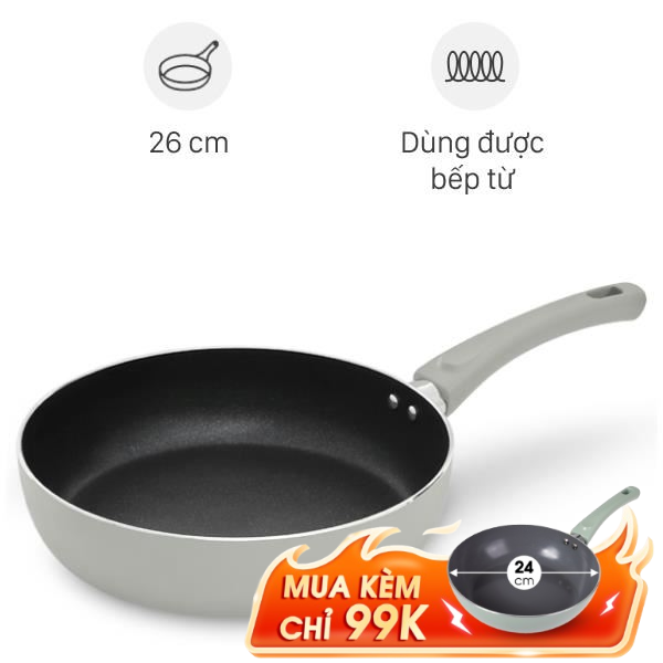 Chảo nhôm sâu chống dính đáy từ Elmich Harmonia EL-3781