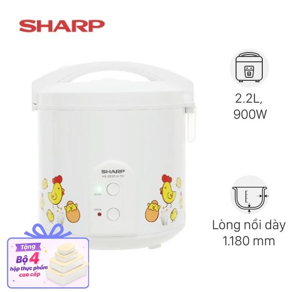 Nồi cơm nắp gài Sharp 2.2 lít KS-223TJV-CH