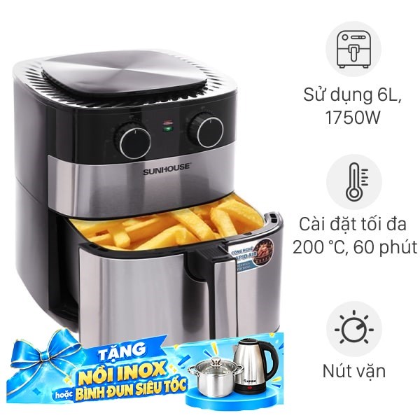 Nồi chiên không dầu Sunhouse 6 lít SHD4026