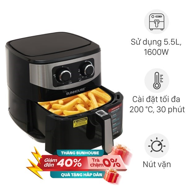 Nồi chiên không dầu Sunhouse 6 lít SHD4062