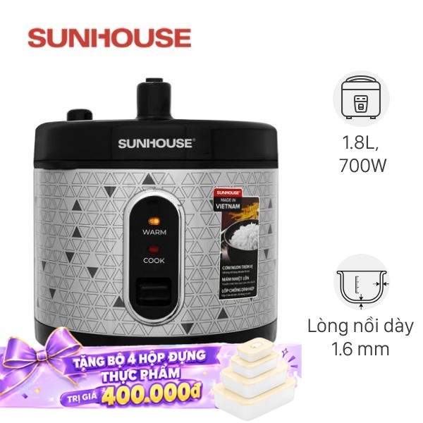 Nồi cơm nắp gài Sunhouse 1.8 lít SHD8630