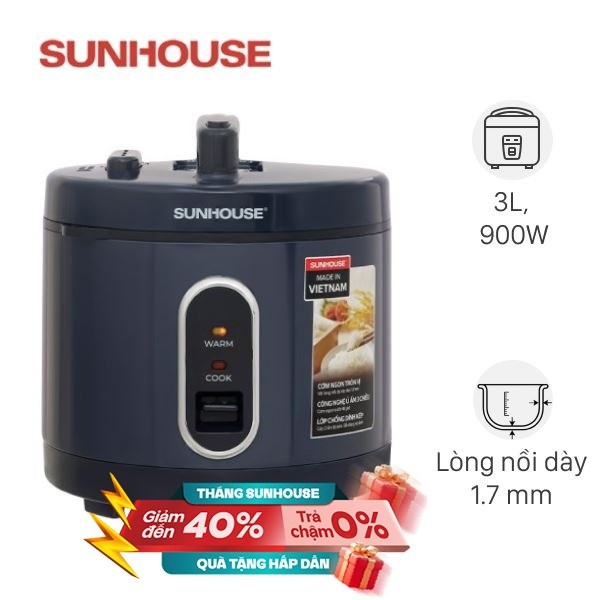 Nồi cơm nắp gài Sunhouse 3 lít SHD8309