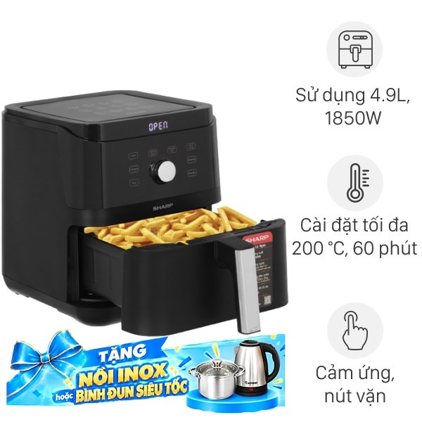 Nồi chiên không dầu Sharp 6 lít KF-AF60EV-BK