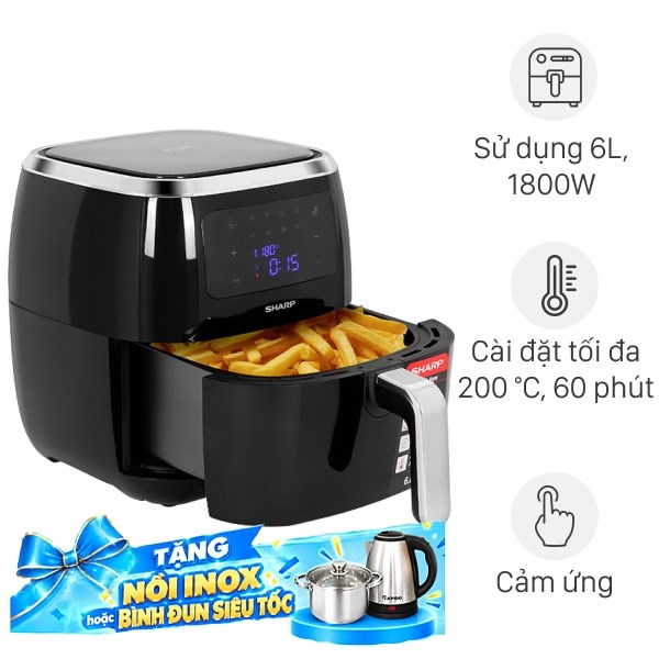 Nồi chiên không dầu Sharp 6.8 lít KF-AF68EPV-BK
