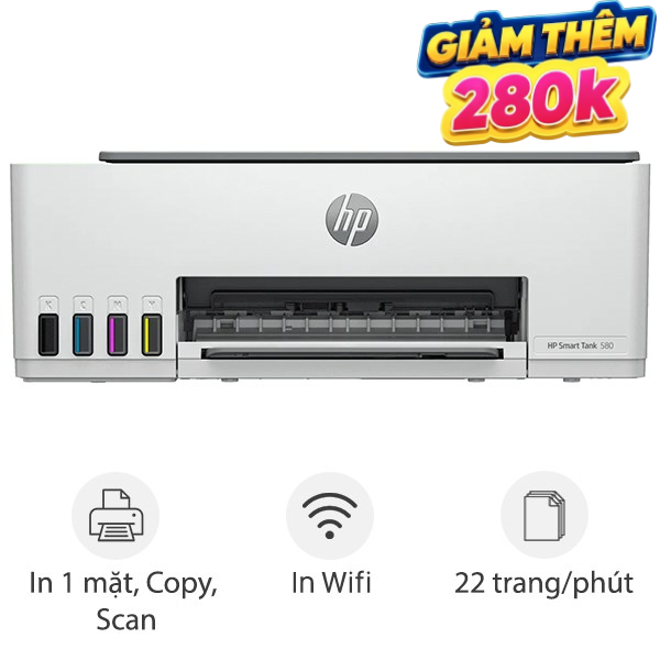 Máy in phun màu đa năng HP Smart Tank 580 Wifi (1F3Y2A)